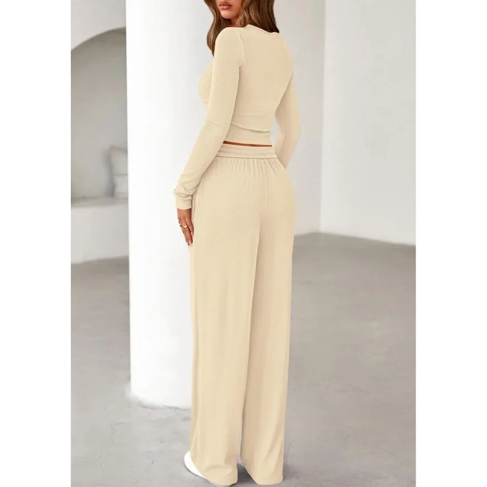 Women's 2 Piece Lounge Set Polyester Blend Fall Casual Matching Outfit